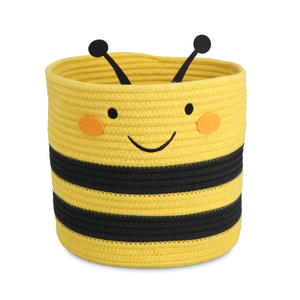 Cesta de Almacenamiento con Diseño de Abeja, de Cuerda de Algodón, Certificada por CPC, Plegable, para Habitación Infantil, Guardería, Organización de Juguetes, Venta al por Mayor de Fábrica, Personalizable - Product Image 1