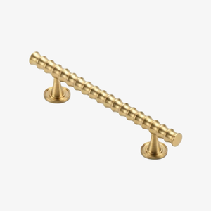 Solid Brass Cabinet Handle Ribbed Texture <strong>Gold</strong> <strong>Drawer</strong> <strong>Pull</strong> Industrial Kitchen Hardware Wardrobe Dressing Case Long Bar Levers - Product Image 1