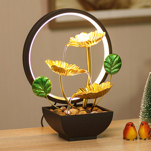 Fuente con luz LED en forma de anillo, material de hierro, decoración interior para sala de estar, decoración del hogar, 22x14x29 cm - Product Image 3