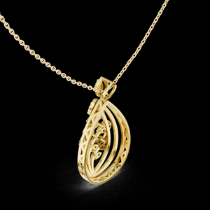 Colgante de Diamante en Forma de Lágrima con Hojas en Oro Rosa, Joyería de Lujo para Mujer para Compromiso y Boda - Product Image 6