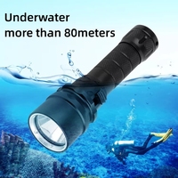 Lampe torche de plongée sous-marine professionnelle en aluminium, étanche IP68, rechargeable par USB, avec batterie 18650 et mode SOS