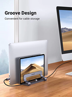 Support vertical pour ordinateur portable UGREEN à 2 emplacements, support de bureau réglable à double emplacement en aluminium, 17,3 pouces pour MacBook Pro Air Lenovo