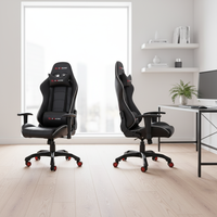 Chaise de jeu ergonomique de style racing en cuir PU avec éclairage RGB, fonction de massage, hauteur réglable et fonction inclinable pour les joueurs