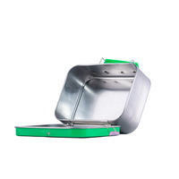 Boîte rectangulaire en fer blanc avec poignée - Boîte à bonbons à couvercle rabattable en deux parties, petite boîte à lunch portable en métal, boîte cadeau en fer blanc