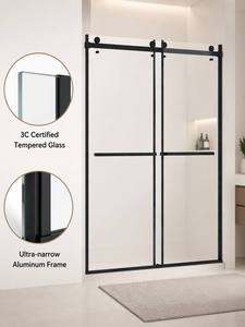 Porta Doccia Scorrevole Doppia in Vetro Temperato Moderno 8mm, Telaio Scorrevole Facile da Installare, Pulibile, Durevole, Ecologico, in Acciaio Inossidabile 304 - Product Image 5