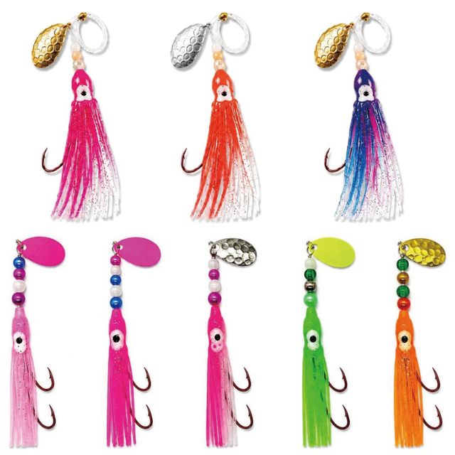 New Arrival OEM Salmon Stealhead Squid Skirt Spinner Hoochie Lure UV Gill High Carbon Steel Circle Hooks Fishing Rig Trolling