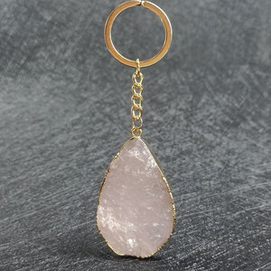 2026 100% Reliable Wholesale Crystal Agate Original Stone love Water Drop Key Chain Pendant Chain