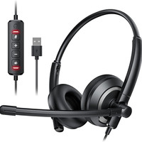 Headset Berkabel Ringan untuk Gaming, Layanan Pelanggan Lintas Negara, Penerbangan, Rapat Bisnis, dan Penggunaan Kantor