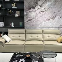 Ensemble de salon de style italien luxueux, canapé beige minimaliste de forme carrée avec rembourrage en éponge, décoration moderne pour la maison, appartement