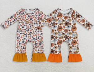 Nouvelle combinaison pour bébé fille à imprimé floral avec volants, manches longues, col rond, combinaison d'automne - Product Image 6