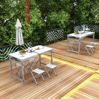Table pliante en alliage d'aluminium pour marché nocturne en plein air, petit stand de restauration portable avec chaises, installation facile
