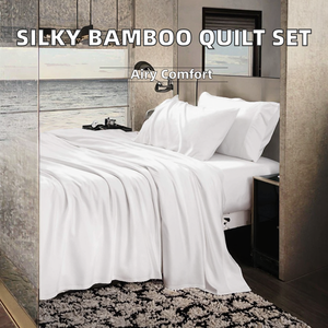 Juego de Funda Nórdica Moderna de Bambú 100% Tejido, Lujosa y Sedosa, 300 Hilos, Transpirable, Refrescante, Ecológica, Para Todas las Estaciones, 4 Piezas, Color Sólido - Product Image 2