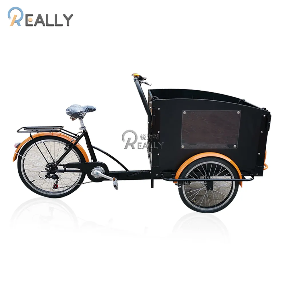 أوروبا نمط 3 عجلة دراجة ثلاثية العجلات الكهربائية ل تأخذ الاطفال الجبهة تحميل الخشب مربع الأسرة الكهربائية البضائع Trike الدراجة