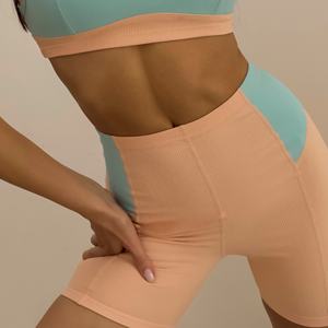 Pt Sports Biker Shorts Couleur Bloqué Ruché Nylon Tissu Running Workout Collants Courts Bas Étiré Vêtements Bodyshape - Product Image 4