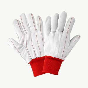 Guantes de Seguridad de Algodón Blancos con Puño Rojo Tejido, Antideslizantes, Resistentes a la Abrasión, de Uso General, Textura Suave - Product Image 5