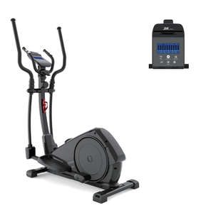 Elliptique avec écran LCD rétroéclairé bleu de 5 pouces - Résistance à 16 niveaux, volant d'inertie de 6,0 kg, pas de 33 cm, pédales réglables, capacité maximale de 120 kg - Product Image 1