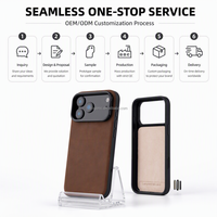 Étui en cuir véritable Crazy Horse pour iPhone 18 Pro Max avec anneau magnétique intégré, coque arrière de protection antichoc