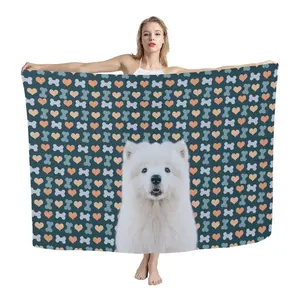 Personalità simpatica Samoyed Dog Pareo Hawaii Beach Sarong Factory Custom Beach parongs stampa digitale costume da bagno Chiffon Sarong