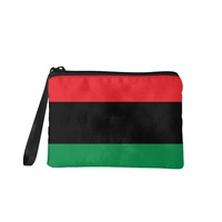 Porte-monnaie léger en polyester à impression numérique, motif drapeau pan-africain, pochette de rangement pour usage quotidien, voyage et cadeau
