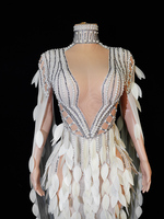 Luxuriöses Weißes 3D-Blütenblatt Engelsflügel Langes Kleid aus Spandex für Festliche Anlässe, Gala-Abendkleid, Bühnenoutfit, Ballsaal- und Partykleid nach Maß