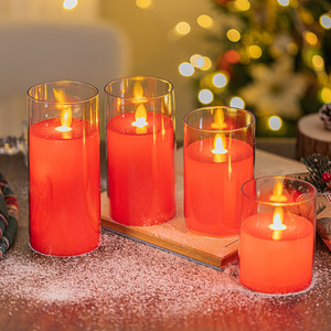 Grande taille 7.5x25cm <span class=keywords><strong>bougie</strong></span> LED en plastique acrylique rouge à piles différentes tailles pour la décoration de table de mariage d'anniversaire à la maison - Product Image 3