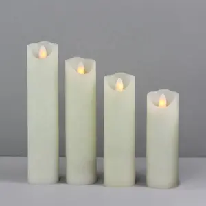 New design wax ivory slim remote electric led candles with moving flame home decor