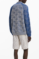 Pull-over décontracté pour homme en maille texturée chic à motif ondulé, col classique, manches régulières, rayures, chaud pour l'hiver, avec logo frontal ODM
