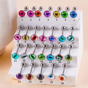 Anillo <span class=keywords><strong>de</strong></span> Lengua <span class=keywords><strong>de</strong></span> Acero Inoxidable con Cristales <span class=keywords><strong>de</strong></span> Resina y Diseño <span class=keywords><strong>de</strong></span> Ojos, Estilo Punk para Mujer - Product Image 3