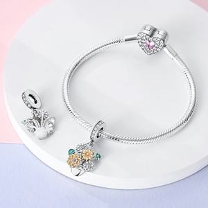 MULA 925 Sterling Silver Flower Series Charms Beads Zircon Tournesol Tulipe Pendentifs Fit Original Charm Bracelet - Product Image 3