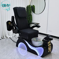 Fauteuil de pédicure électrique réglable sans tuyauterie noir professionnel pour salon de beauté, style moderne