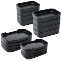 Plateau de service rectangulaire en mélamine noire empilable et colorée pour poisson, barbecue, restaurant, camping – Écologique et durable