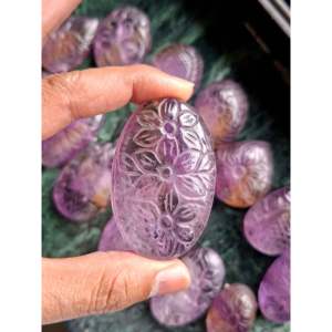 Ametrin Blumenmuster Ovaler Edelstein für Anhänger oder Schmuckherstellung - Fördert Kreativität, Intuition und Inspiriertes Handeln - Product Image 1