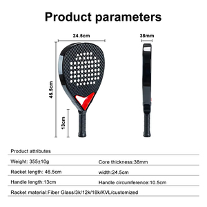 Eva Core 36Mm Tùy Chỉnh 12K Bãi Biển Padel Sợi Carbon Mái Chèo Vợt Với Độ Bền Cao 360G Trọng Lượng - Product Image 4