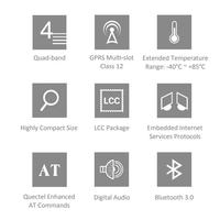 Module Quectel M66 Compact 2G GSM GPRS avec Bluetooth intégré 3.0 paquet OpenCPU LCC pour l'IoT industriel et le suivi des actifs