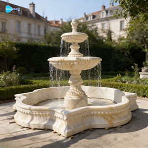 Fontane da Giardino in Marmo Bianco Scolpite a Mano, Grandi Statue in Pietra per Decorazione Esterna Personalizzata - Product Image 1
