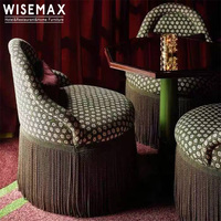 WISEMAX FURNITURE Chaise d'appoint moderne et élégante pour salon et chambre, en velours rembourré avec pompons, pour hôtel et villa