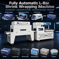 Machine d'emballage sous film rétractable automatique en L, entièrement automatique, 30-60 sacs/min, tunnel de rétraction thermique pour film POF PVC, boîtes, cosmétiques, aliments, CE