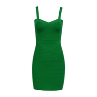 Vestidos d'été Femmes Elegant Green Spaghetti Strap Classic Bandage Bodycon Mini Party Dress