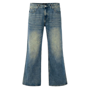 Jean évasé Y2K personnalisé pour homme, délavé style vintage, coupe large, streetwear, baggy, <span class=keywords><strong>rétro</strong></span>, style skater, vente en gros - Product Image 2