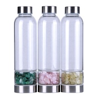 Bouteille en verre de pierres précieuses naturelles sans BPA bouteille d'eau en cristal de guérison bouteille d'eau infusée de cristal
