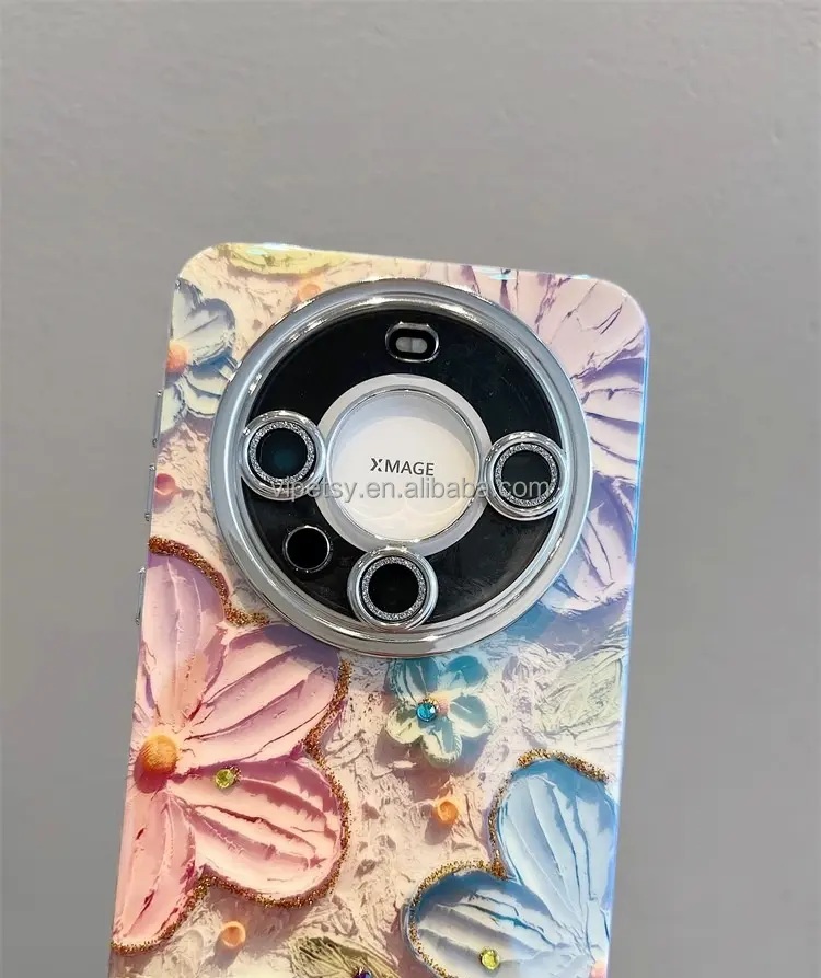 Funda de teléfono de silicona con flor de acuarela degradada 2024 para Huawei Mate60pro con cadena de cintura de perlas para Iphone15 14 13 12 11PROMAX