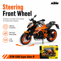 Motor Sepeda Motor Diecast Alloy Skala 1/12 Model Tahan Lama dengan Rangka Trellis Kemudi Terhubung dan Mesin Mainan yang Detail