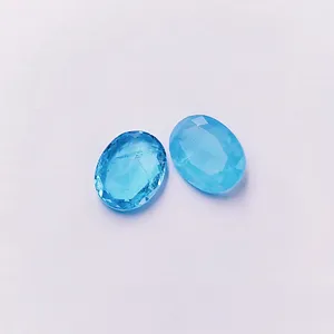 YZ Jewelry High Quality Customize Wholesale Oval Cut Blue Color Glass Gemstone Synthetic Gem of Fusion Stone