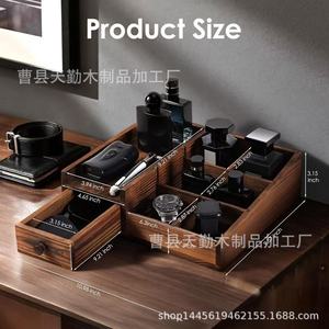 Wooden perfume <b>storage</b> <b>box</b> with <b>drawers</b>, washbasin countertop toiletries organizer, cosmetic <b>box</b> - Product Image 4