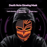 Masque Lumineux LED PVC Halloween Grim Reaper pour Fête, Spectacle, Carnaval, Horreur, Drôle et Effrayant