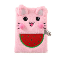 Carnet de notes en peluche personnalisé, mignon, pour filles BTS, avec serrure et clés, reliure spirale, reliure à point de selle