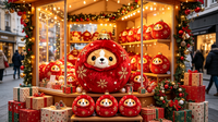 Peluche de chien de Noël ronde, confortable, design personnalisé, jouet en peluche pour les enfants, cadeau de Noël