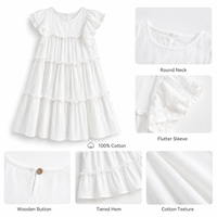 Robes d'été sans manches à volants personnalisées en gros pour adolescentes, robe en coton blanc uni pour enfants