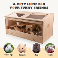 Cage à hamster en bois écologique avec plateau amovible et doubles portes à ouverture verticale pour gerbilles