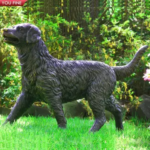 Estatua de bronce para perro, escultura de bronce de latón fundido para jardín